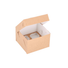 Muffinssialusta neljälle muffinssille mittatilaustyönä tehdyllä sisäkkeellä 150x150x100 mm Ruskea (10 kpl)