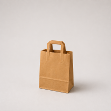 Paperikassi litteillä kahvoilla, kraft-paperia, 180x80x220 mm, ruskea (500-kpl)