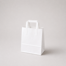 Paperikassi litteillä kahvoilla, kraft-paperia, 180x80x220 mm, valkoinen (500-kpl)