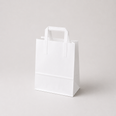 Paperikassi litteillä kahvoilla, kraft-paperia, 220x100x180 mm, valkoinen (250-kpl)