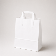 Paperikassi litteillä kahvoilla, kraft-paperia, 260x120x350 mm, valkoinen (250-kpl)