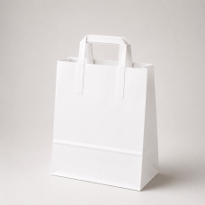 Paperikassi litteillä kahvoilla, kraft-paperia, 320x120x410 mm, valkoinen (250-kpl)