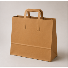 Paperikassi litteillä kahvoilla, kraft-paperia, 320x120x410 mm, ruskea (150-kpl)