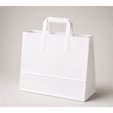 Paperikassi litteillä kahvoilla, kraft-paperia, 450x170x480 mm, valkoinen (150-kpl)