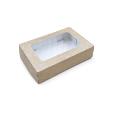 Quick Cake Box 230x150x50 mm  ikkuna – luonnollisen ruskea (15 kpl)