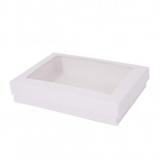 Ikkuna-kannellinen laatikko Sober 159x112x32 mm valkoinen (100-kpl)