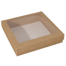 Ikkuna-kannellinen laatikko Sober 125x125x32 mm ruskea luonta (100-kpl)