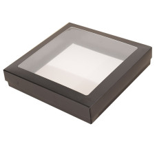 Ikkuna-kannellinen laatikko Sober 125x125x25 mm musta (100-kpl)