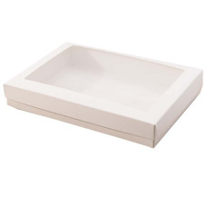Ikkuna-kannellinen laatikko Sober 220x160x32 mm valkoinen (100-kpl)