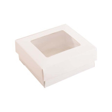 Ikkuna-kannellinen laatikko Sober 78x82x32 mm valkoinen (100-kpl)