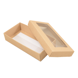Ikkuna-kannellinen laatikko Sober 159x78x32 mm ruskea luonto (100-kpl)