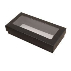 Ikkuna-kannellinen laatikko Sober 159x78x32 mm musta (100-kpl)
