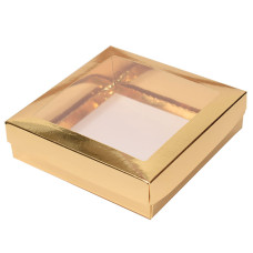 Ikkuna-kannellinen laatikko Sober 125x125x32 mm kulta (100-kpl)