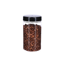 Muovipurkki, pyöreä, mustalla kannella, Ø83x150 mm, 750ml, 12-kpl